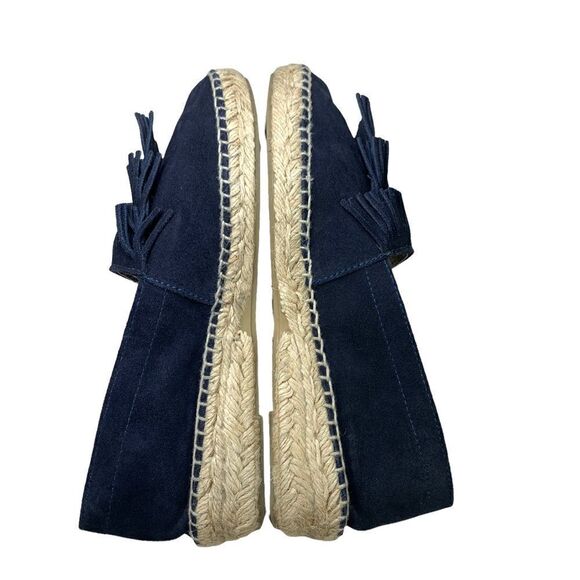 🔵Juncal Aguirre Cascading Fringe Suede Moc Navy Blue Espadrille 40 / 9.5 - Picture 4 of 9